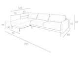 Sofá Chaise Longue de Cuero de Vaca Gris Oscuro Angel Cerdá