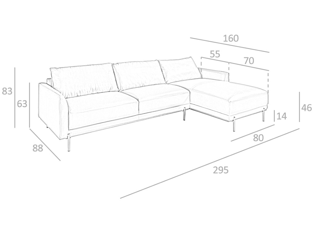 Sofá Chaise Longue de Cuero de Vaca Gris Oscuro Angel Cerdá