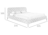 Cama doble tapizado en tela gris y estructura de madera de pino Angel Cerdá