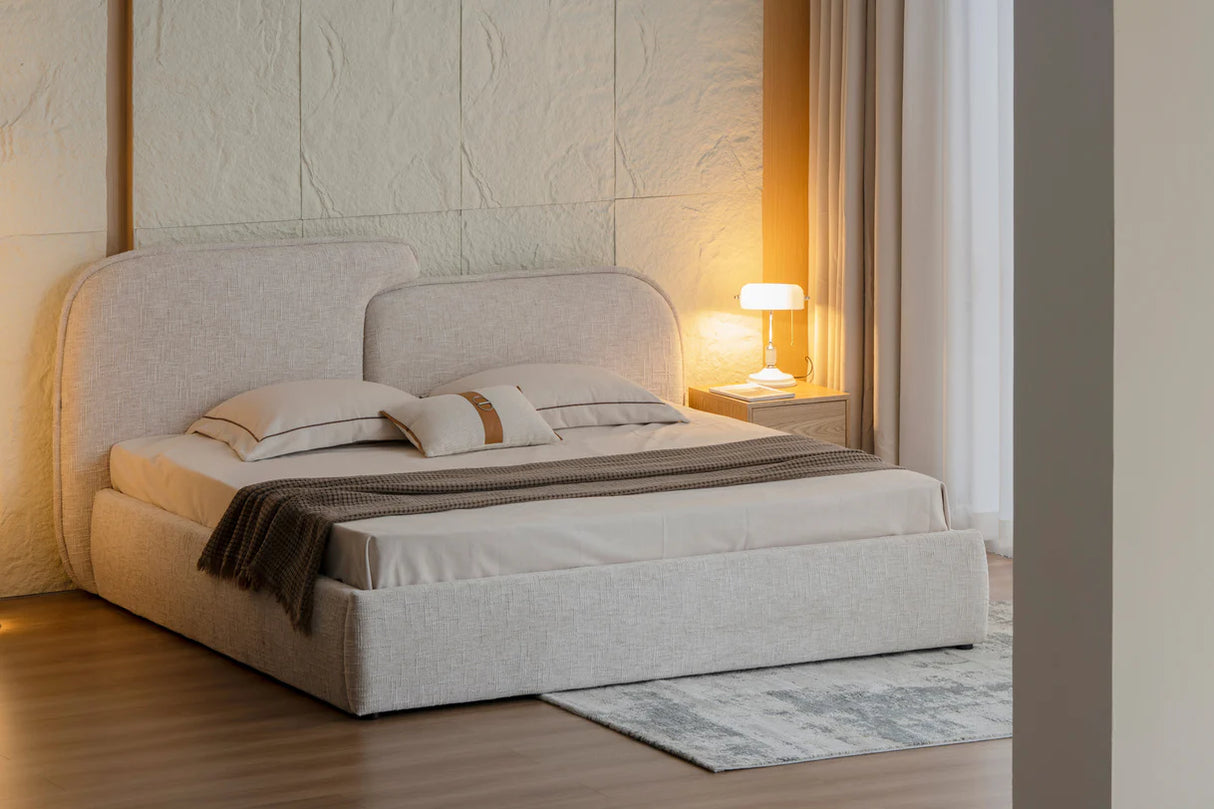 Cama VERNA – Diseño contemporáneo con almacenaje inteligente 185x223x113 Luxet