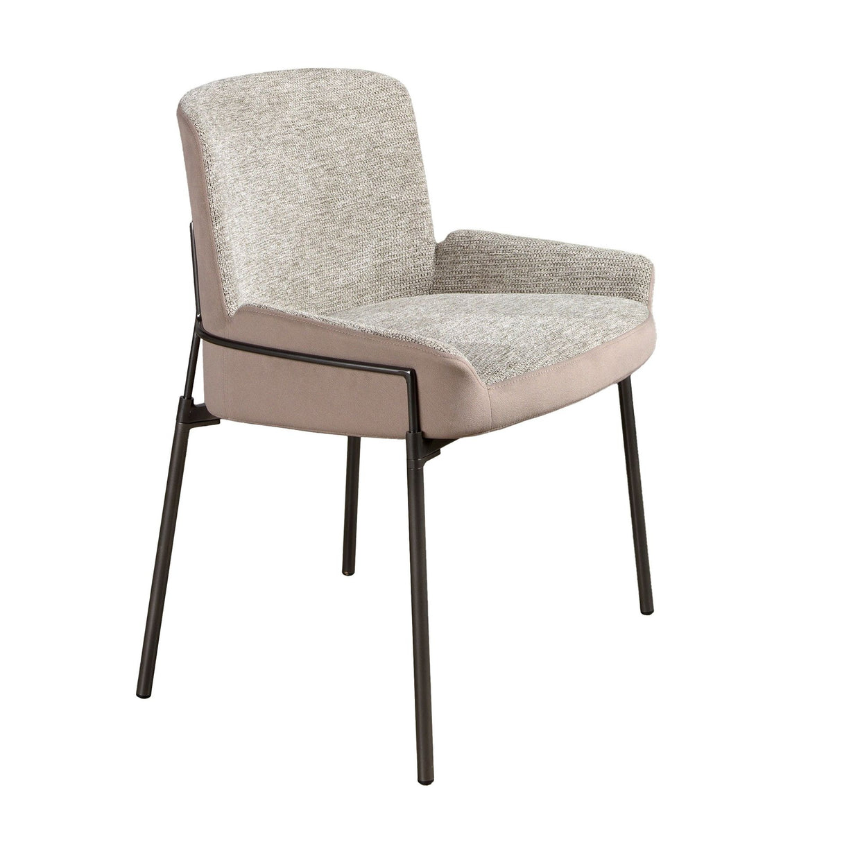 Silla gris y marrón con patas acero oscuro  | Luxet.es