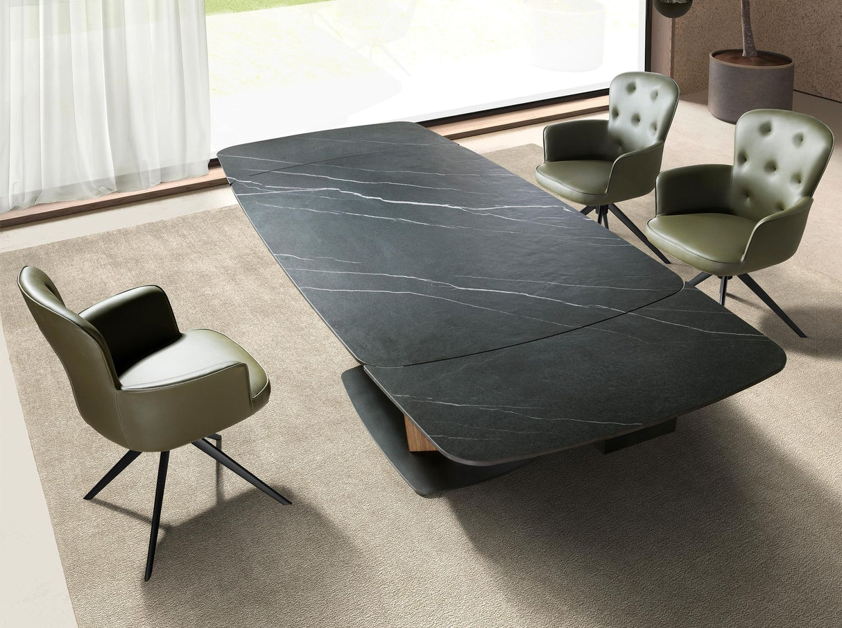 Silla giratoria verde con patas negras | Luxet.es