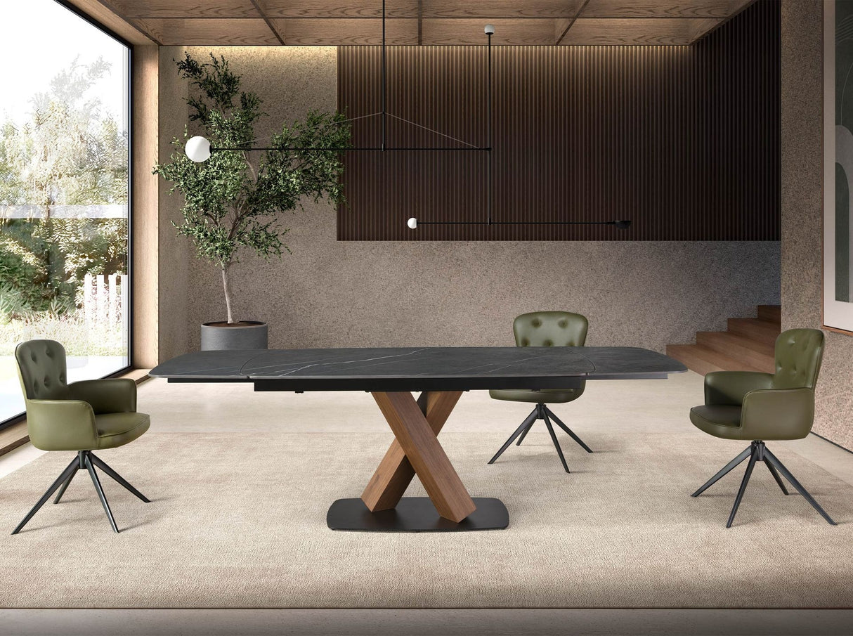Silla giratoria verde con patas negras | Luxet.es