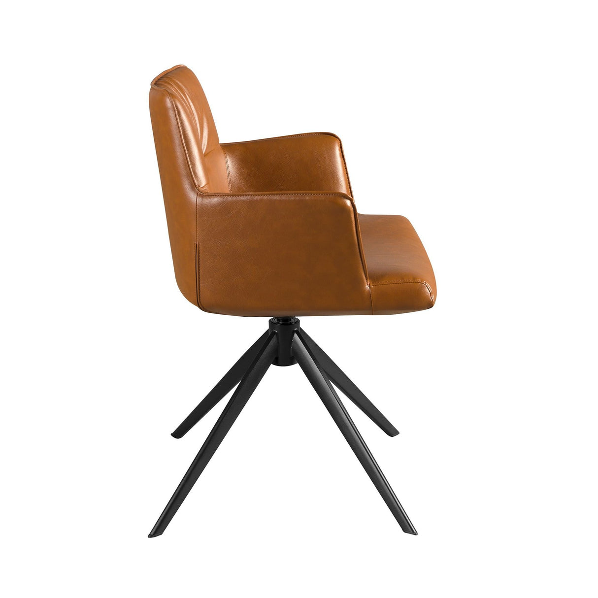 Silla giratoria marrón coñac con patas negras | Luxet.es