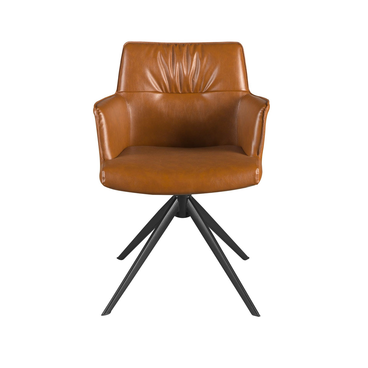 Silla giratoria marrón coñac con patas negras | Luxet.es