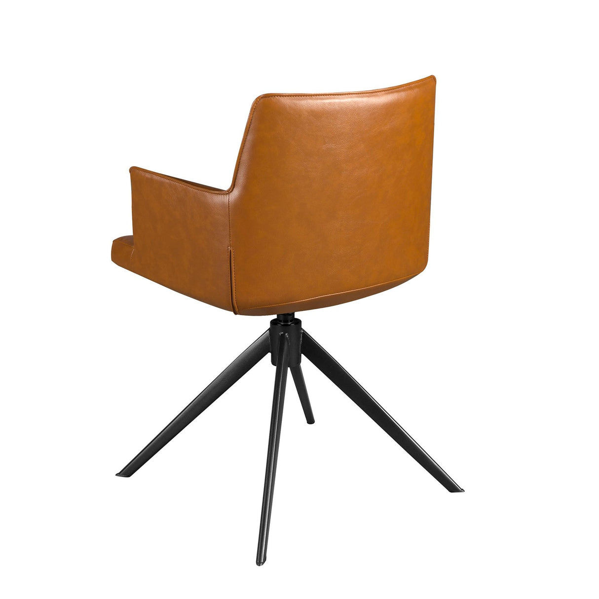 Silla giratoria marrón coñac con patas negras | Luxet.es