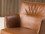 Silla giratoria marrón coñac con patas negras | Luxet.es